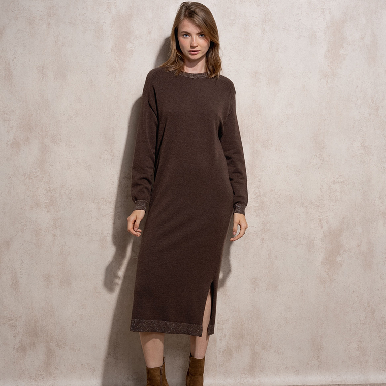 VESTIDO DE MALHA CASTANHO SENHORA SMF JEANS 1