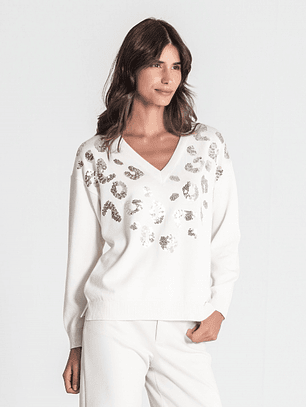 CAMISOLA BRANCA COM LANTEJOULAS RUGA