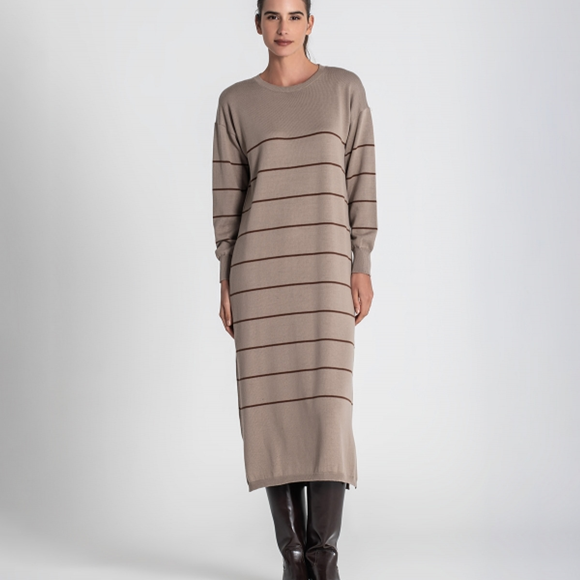 VESTIDO DE MALHA RISCAS RUGA 1