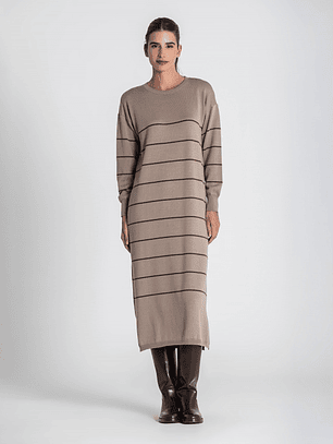 VESTIDO DE MALHA RISCAS RUGA