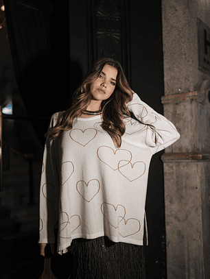 CAMISOLA CRU COM CORAÇÕES DOURADOS RUGA