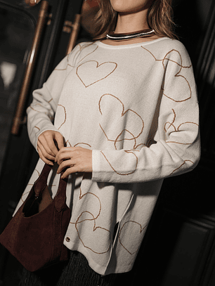 CAMISOLA CRU COM CORAÇÕES DOURADOS RUGA