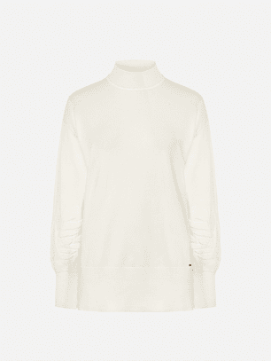 CAMISOLA DE MALHA BRANCA COM PORMENOR NOS PUNHOS SCRIPTA