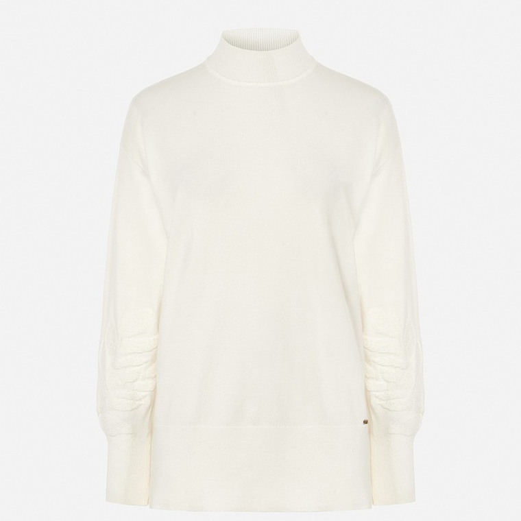 CAMISOLA DE MALHA BRANCA COM PORMENOR NOS PUNHOS SCRIPTA 1