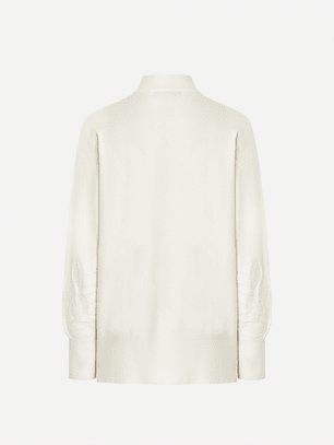 CAMISOLA DE MALHA BRANCA COM PORMENOR NOS PUNHOS SCRIPTA