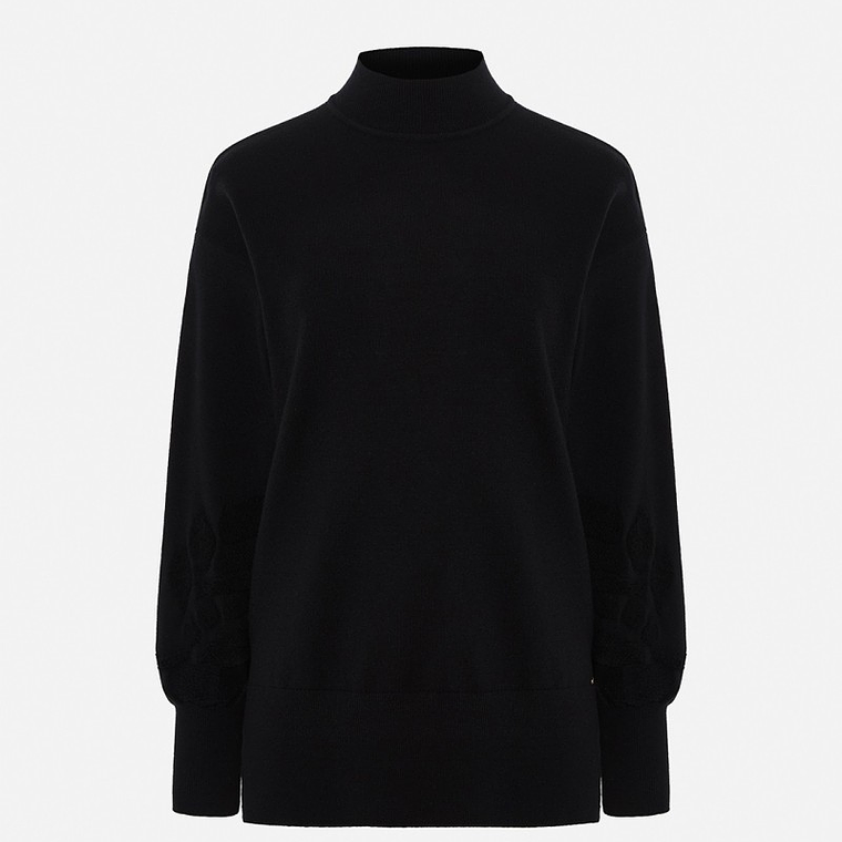 CAMISOLA DE MALHA PRETA COM PORMENOR NOS PUNHOS SCRIPTA 1