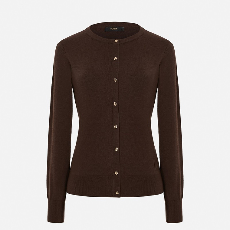 CARDIGAN CASTANHO COM DECOTE REDONDO SCRITPA 1