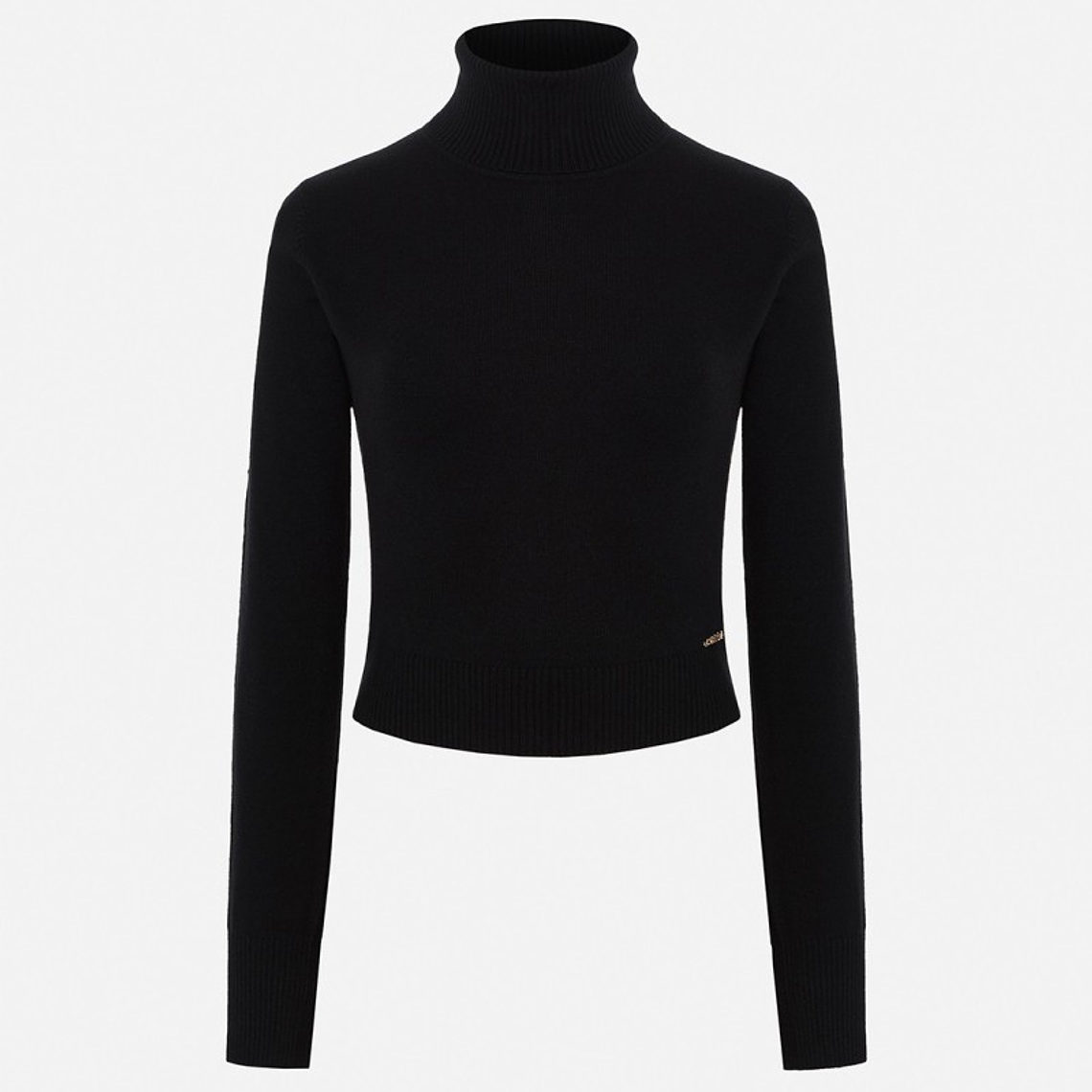 CAMISOLA CURTA PRETA DE MALHA COM GOLA ALTA SCRIPTA 1