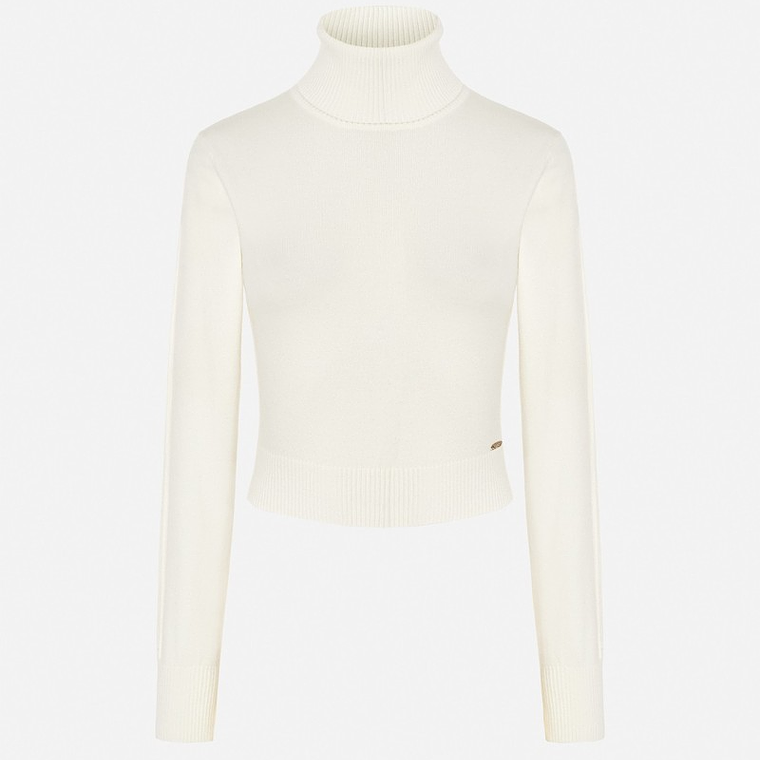 CAMISOLA CURTA CRU DE MALHA COM GOLA ALTA SCRIPTA 1