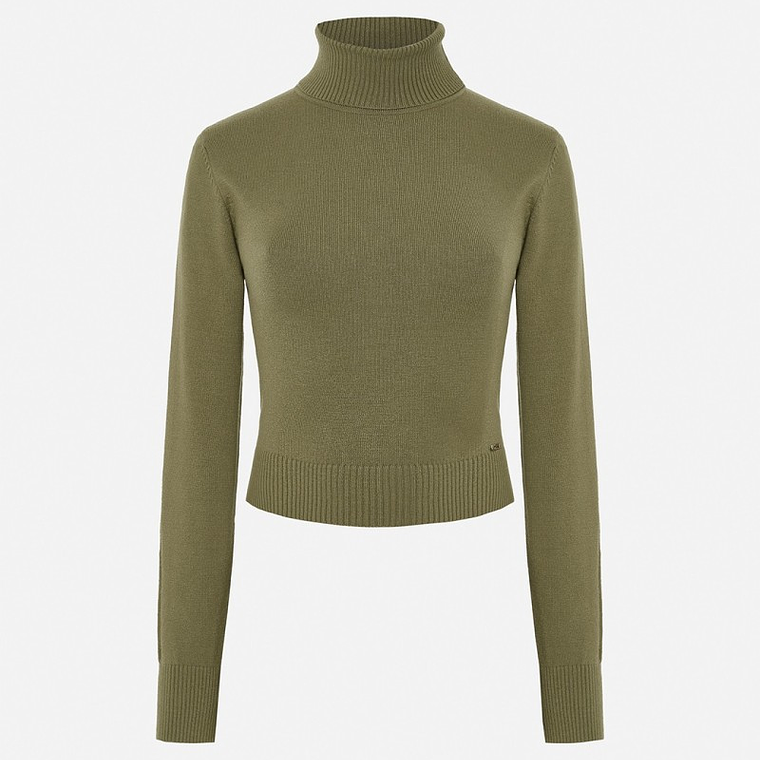 CAMISOLA CURTA VERDE DE MALHA COM GOLA ALTA SCRIPTA 1