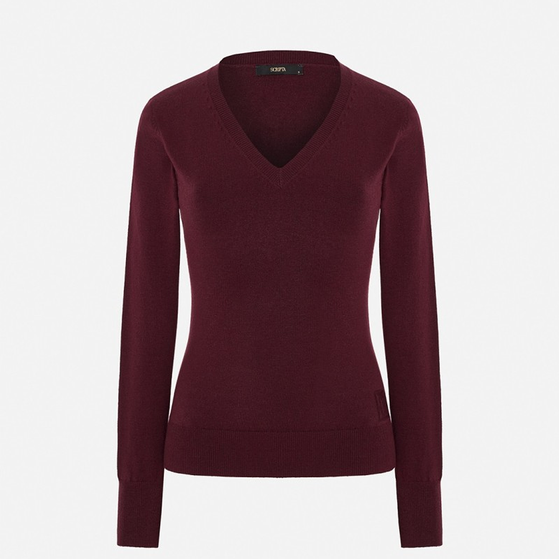 CAMISOLA DE MALHA BORDEAUX COM DECOTE EM V SCRIPTA 1