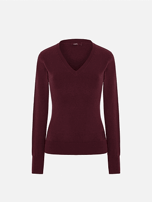CAMISOLA DE MALHA BORDEAUX COM DECOTE EM V SCRIPTA