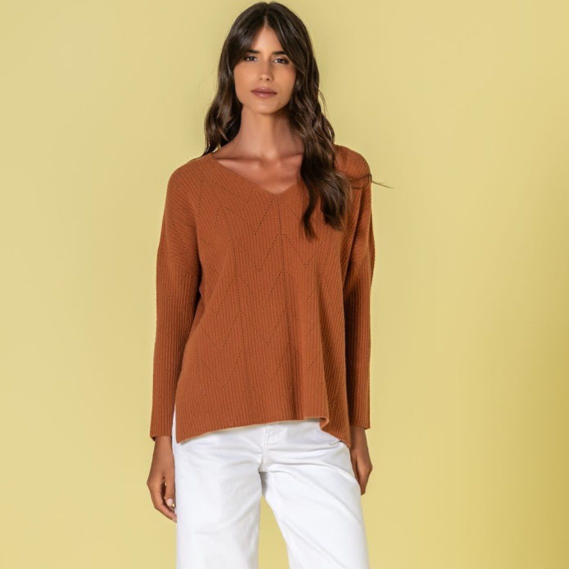 CAMISOLA DE MALHA EM CARAMELO DA RUGA 1