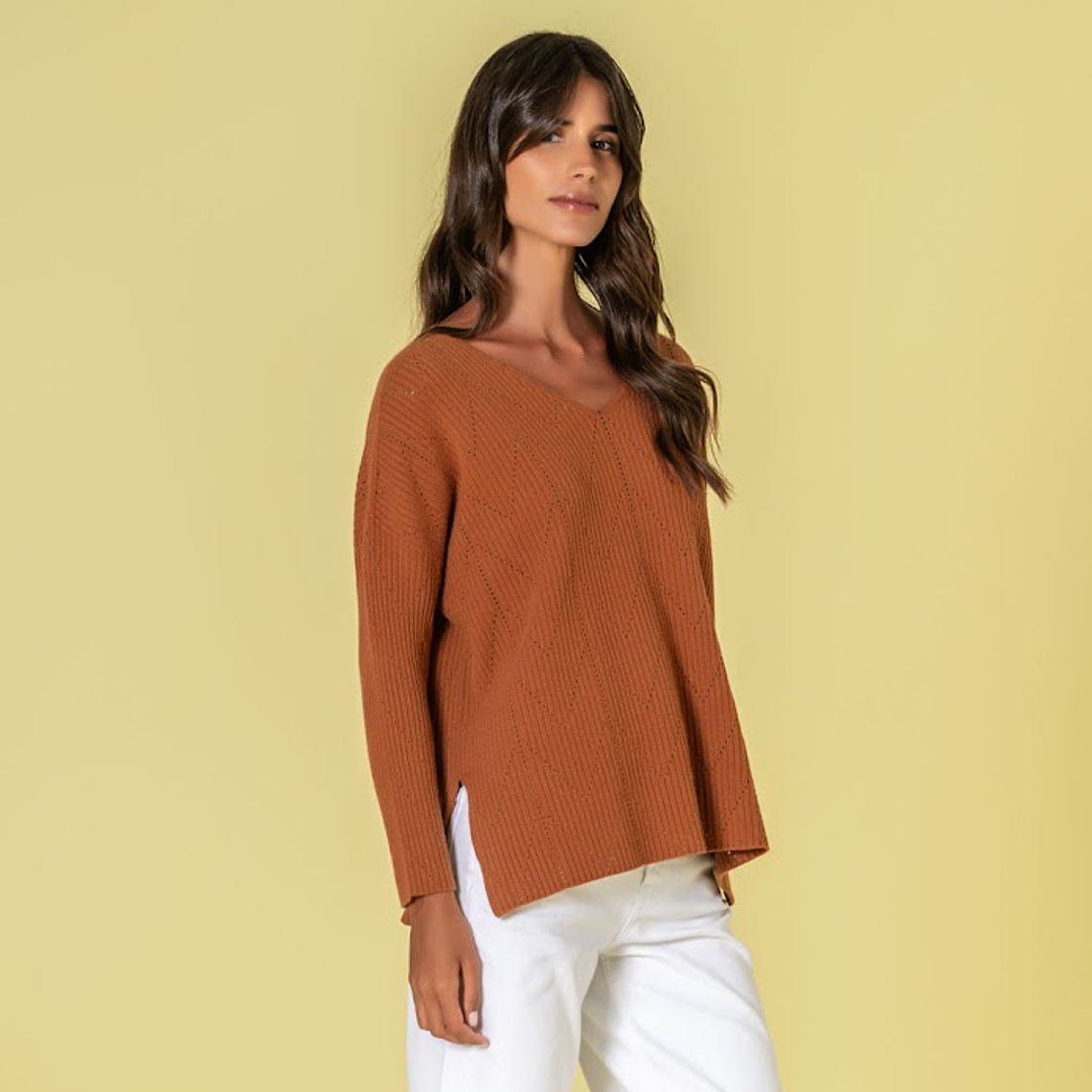 CAMISOLA DE MALHA EM CARAMELO DA RUGA 2