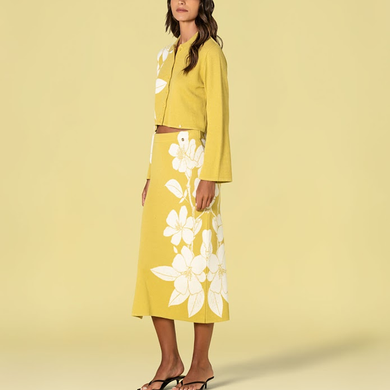 SAIA DE MALHA COM PADRÃO FLOR EM PISTACHIO DA RUGA 1