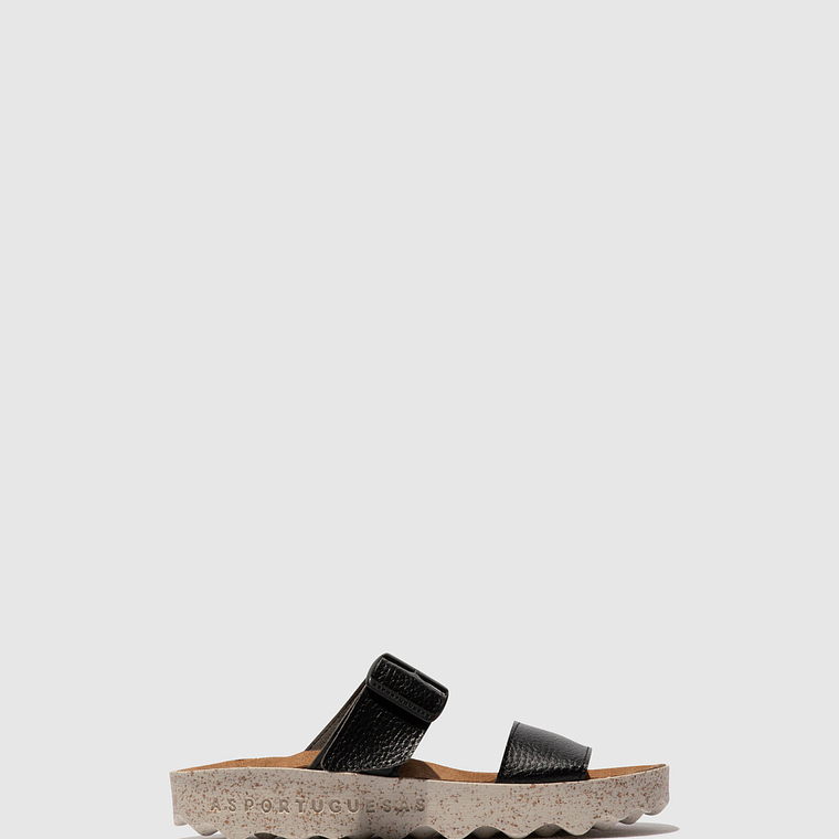 SANDÁLIAS ASPORTUGUESAS COLY PRETAS ECOLEATHER 1
