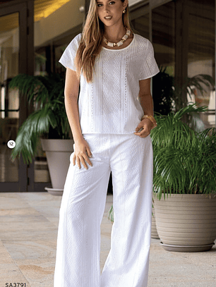 CALÇAS PANTALONA EM BORDADO INGLÊS SEISSA