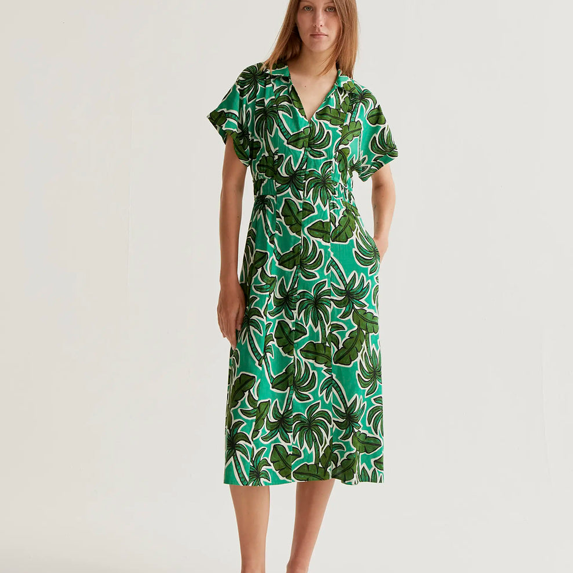 VESTIDO MIDI PADRÃO TROPICAL COMPANIA FANTÁSTICA  1