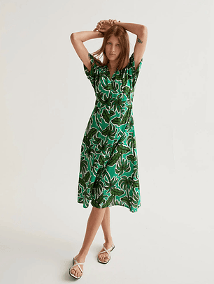 VESTIDO MIDI PADRÃO TROPICAL COMPANIA FANTÁSTICA 