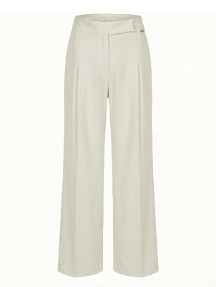 CALÇA FLUÍDA COM PINÇAS EM CREME DA SCRIPTA 