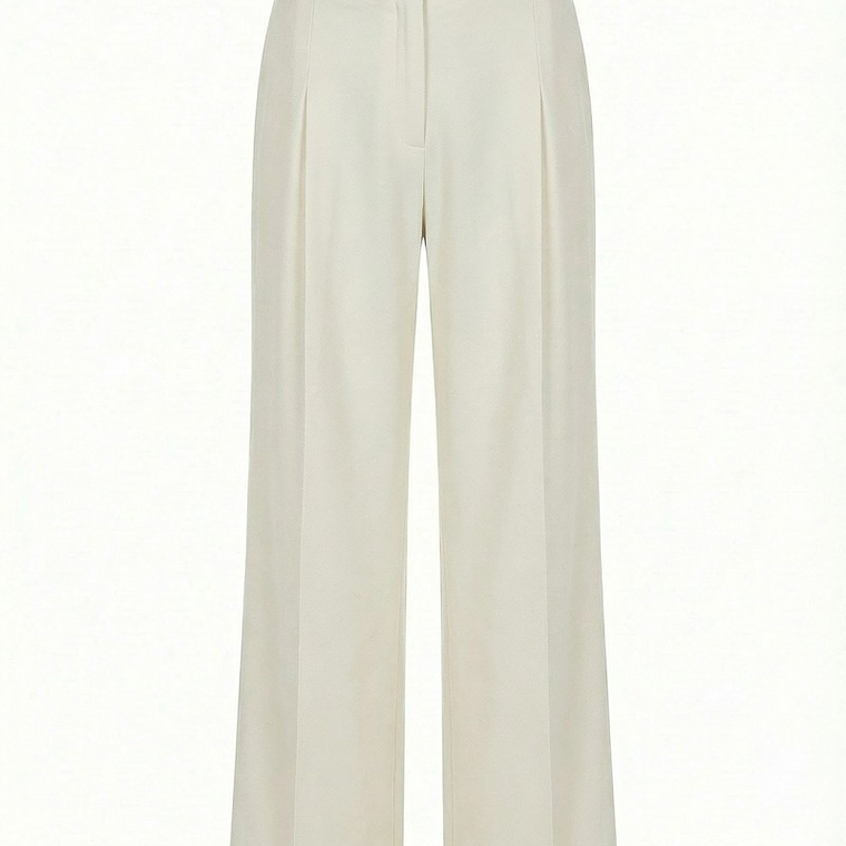 CALÇA FLUÍDA COM PINÇAS EM CREME DA SCRIPTA  1