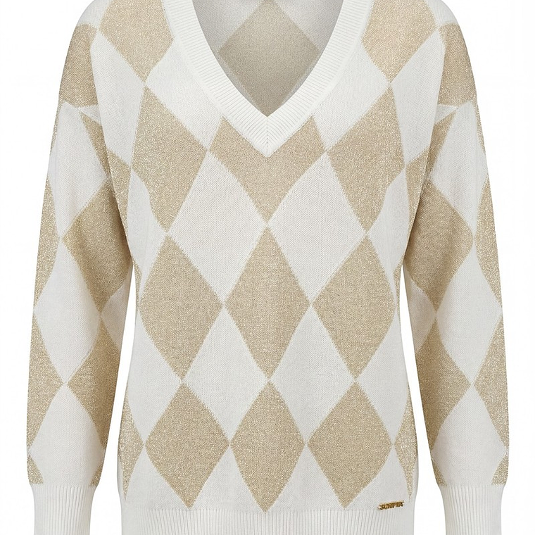 CAMISOLA DE MALHA COM LOSANGULOS CREME DA SCRIPTA   1