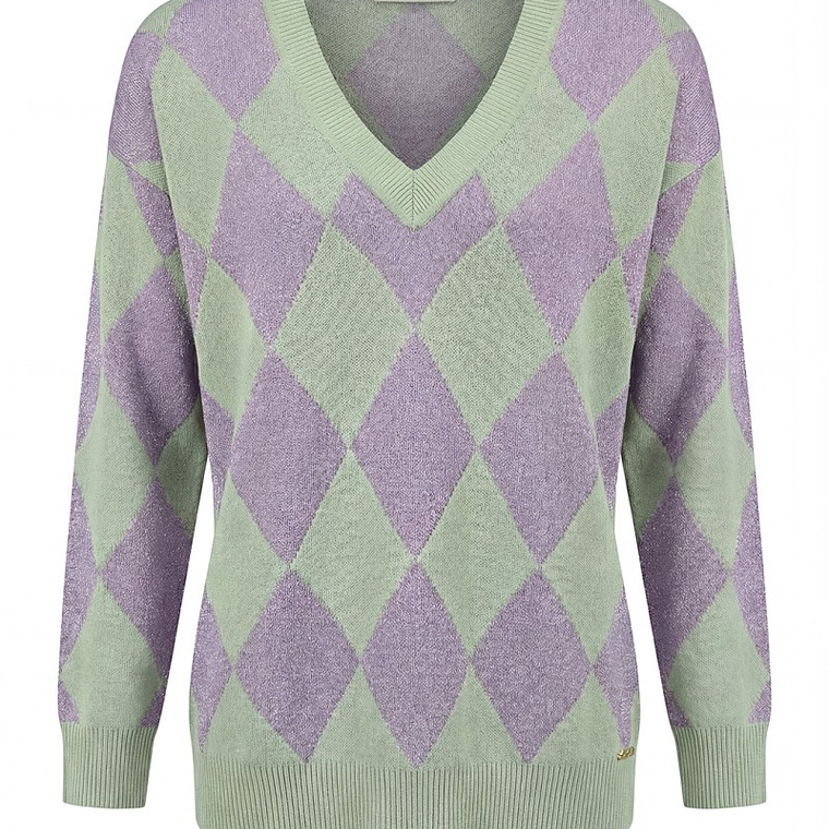 CAMISOLA DE MALHA COM LOSANGULOS VERDE CLARO DA SCRIPTA   1