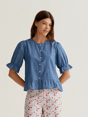 CAMISA DE ALGODÃO COM MANGAS BALÃO COMPANIA FANTÁSTICA 