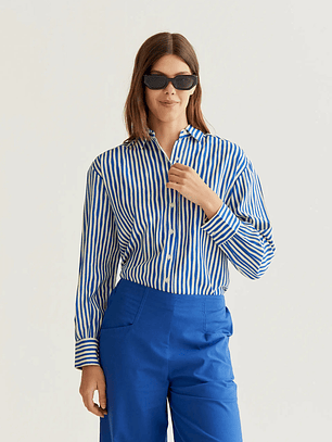 CAMISA COM RISCAS AZUIS COMPANIA FANTÁSTICA  