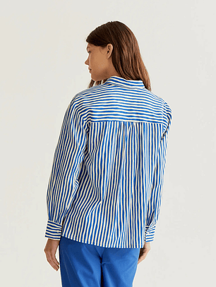 CAMISA COM RISCAS AZUIS COMPANIA FANTÁSTICA  