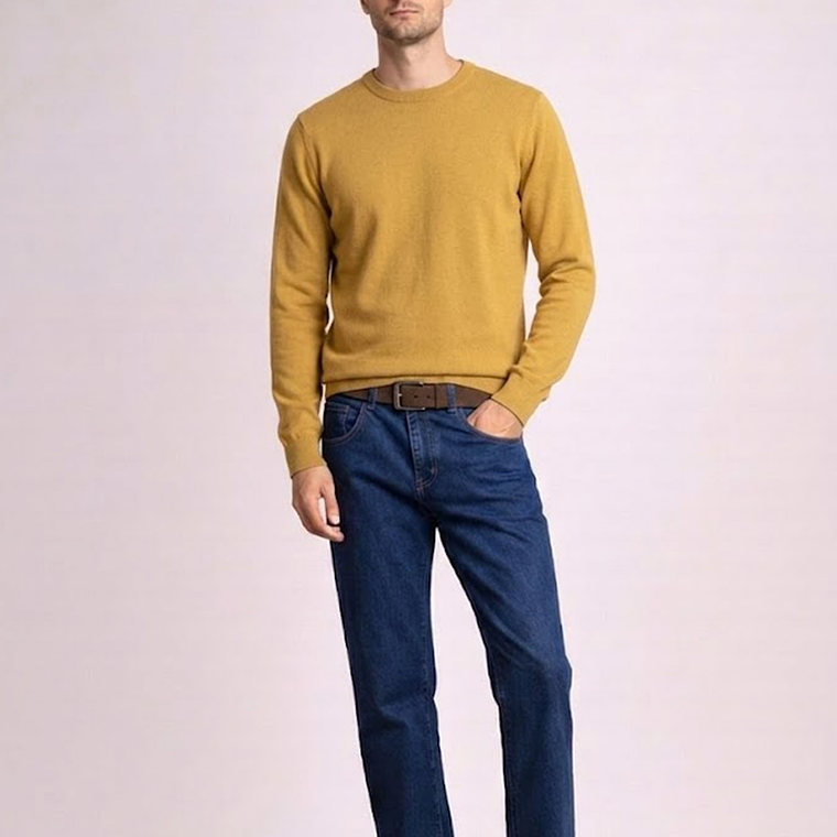 CAMISOLA DE MALHA AMARELA SMF JEANS HOMEM 2