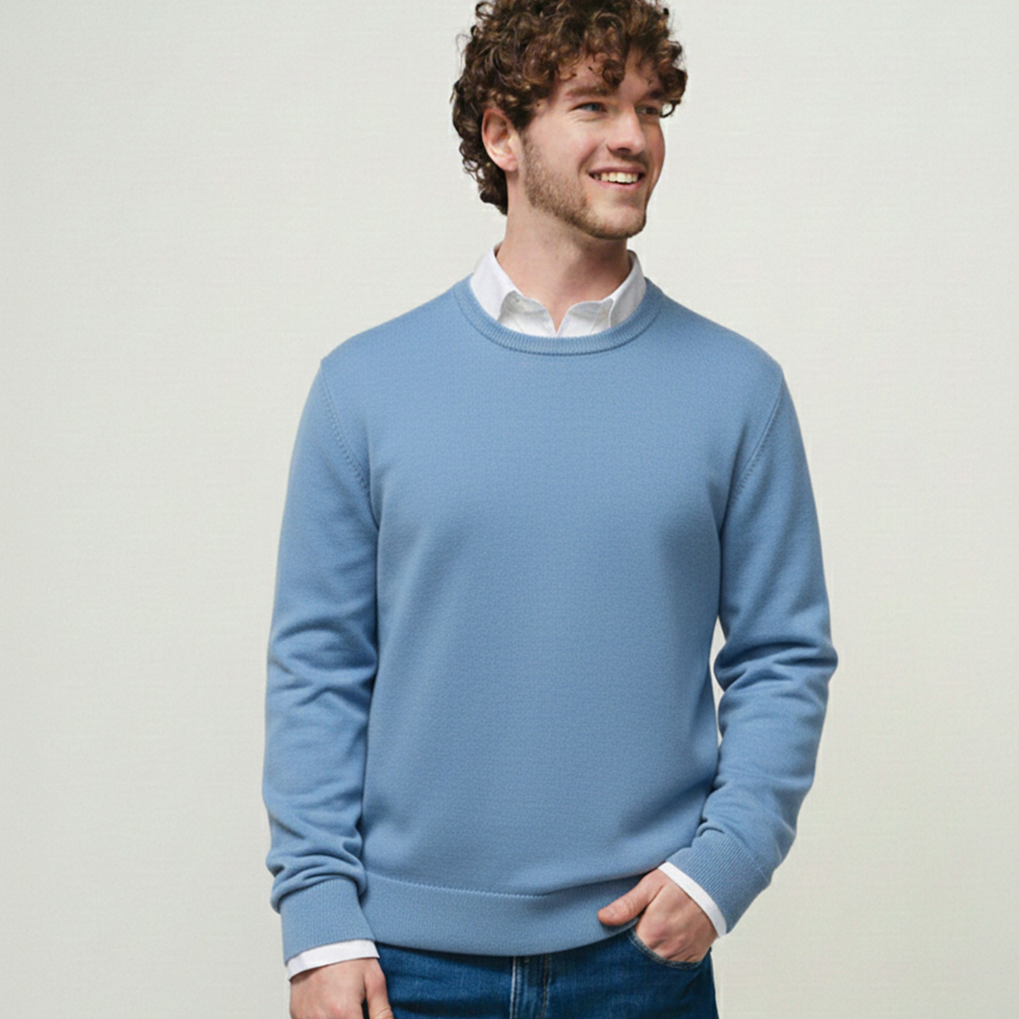 CAMISOLA DE MALHA AZUL GANGA SMF JEANS HOMEM   2