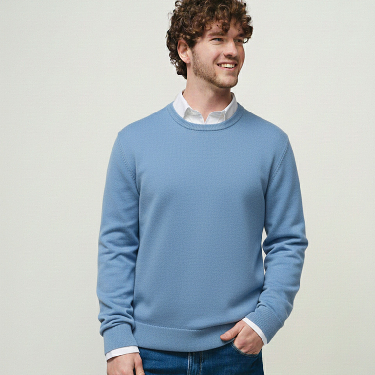 CAMISOLA DE MALHA AZUL GANGA SMF JEANS HOMEM   2