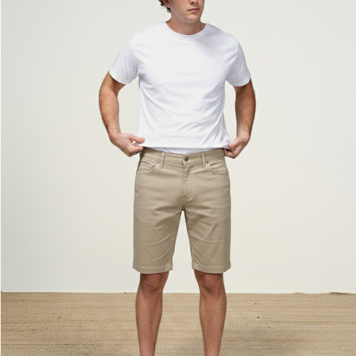 CALÇÕES BERMUDA BEGE SMF JEANS HOMEM 1