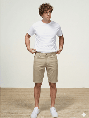 CALÇÕES BERMUDA BEGE SMF JEANS HOMEM