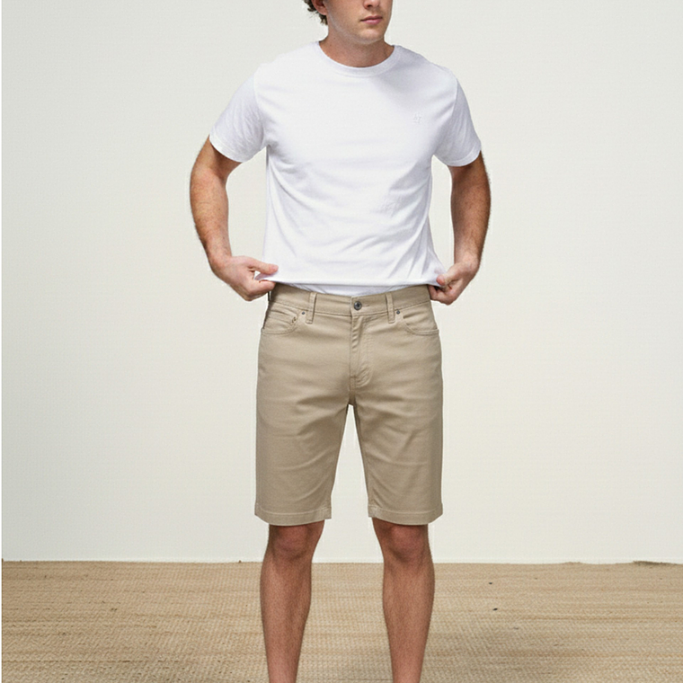 CALÇÕES BERMUDA BEGE SMF JEANS HOMEM 1