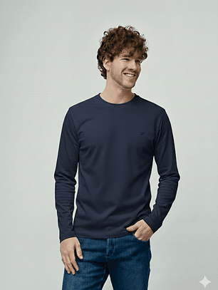 LONGSLEEVE BÁSICA RELAXED AZUL FIT SMF JEANS HOMEM 
