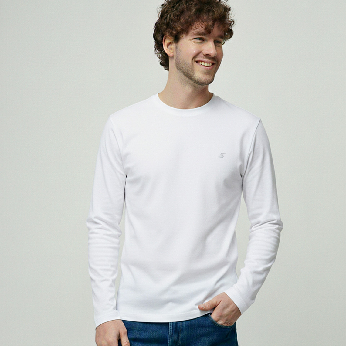 LONGSLEEVE BÁSICA RELAXED BRANCO FIT SMF JEANS HOMEM  1