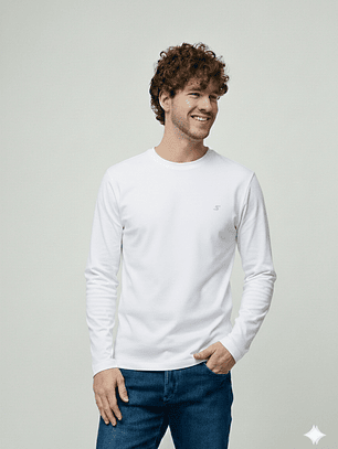 LONGSLEEVE BÁSICA RELAXED BRANCO FIT SMF JEANS HOMEM 