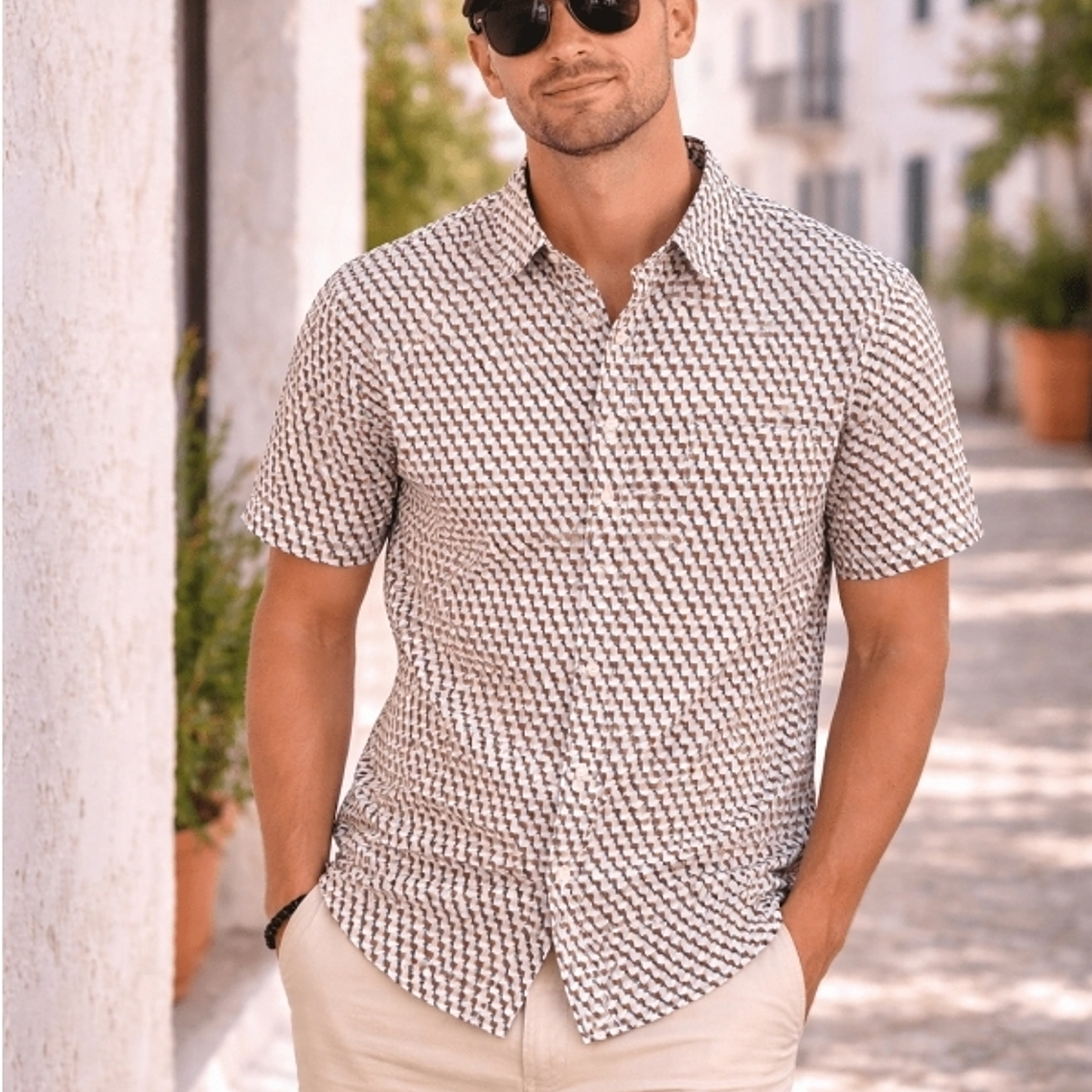 CAMISA ESTAMPADA COM PADRÃO EM CASTANHO YELLOWSKIN  1