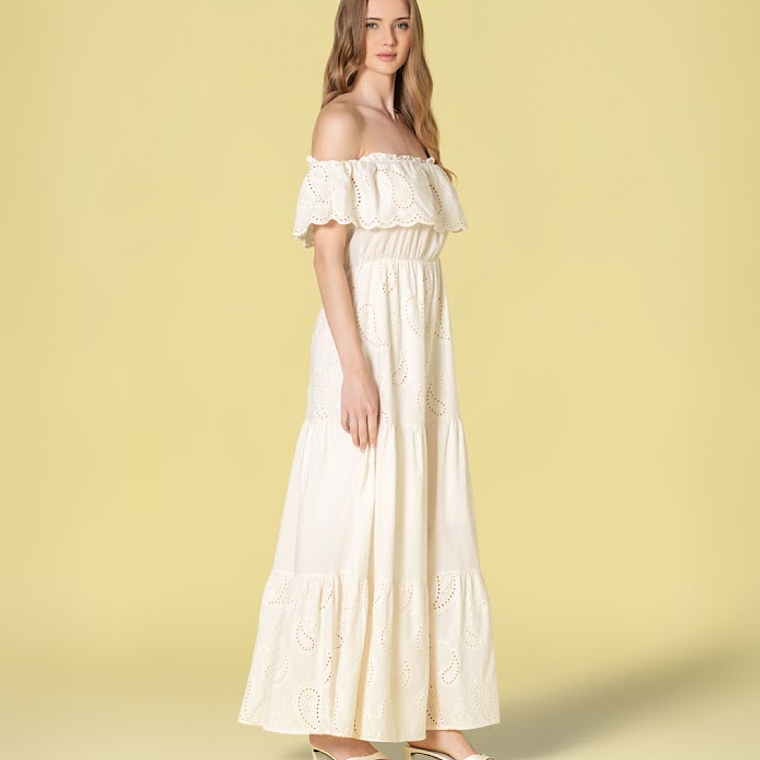 VESTIDO COMPRIDO EM BORDADO INGLÊS BRANCO RUGA 1