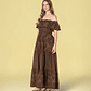 VESTIDO COMPRIDO EM BORDADO INGLÊS CASTANHO RUGA - Thumbnail 3