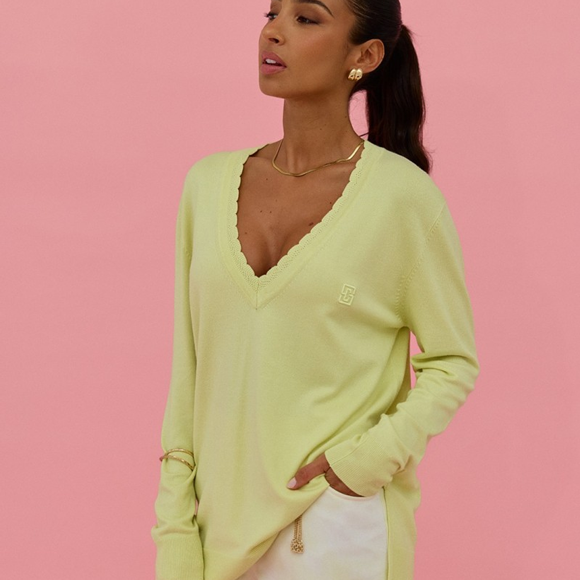 TÚNICA DE MALHA COM DECOTE TRABALHADO PÊSSEGO SCRIPTA 3