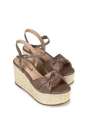 SANDÁLIAS CUNHA CINZA COM NÓ CUBANAS 