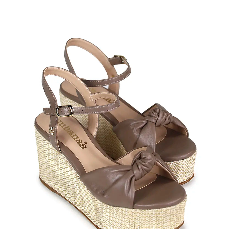 SANDÁLIAS CUNHA CINZA COM NÓ CUBANAS  1