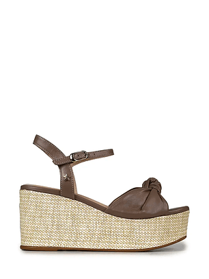 SANDÁLIAS CUNHA CINZA COM NÓ CUBANAS 