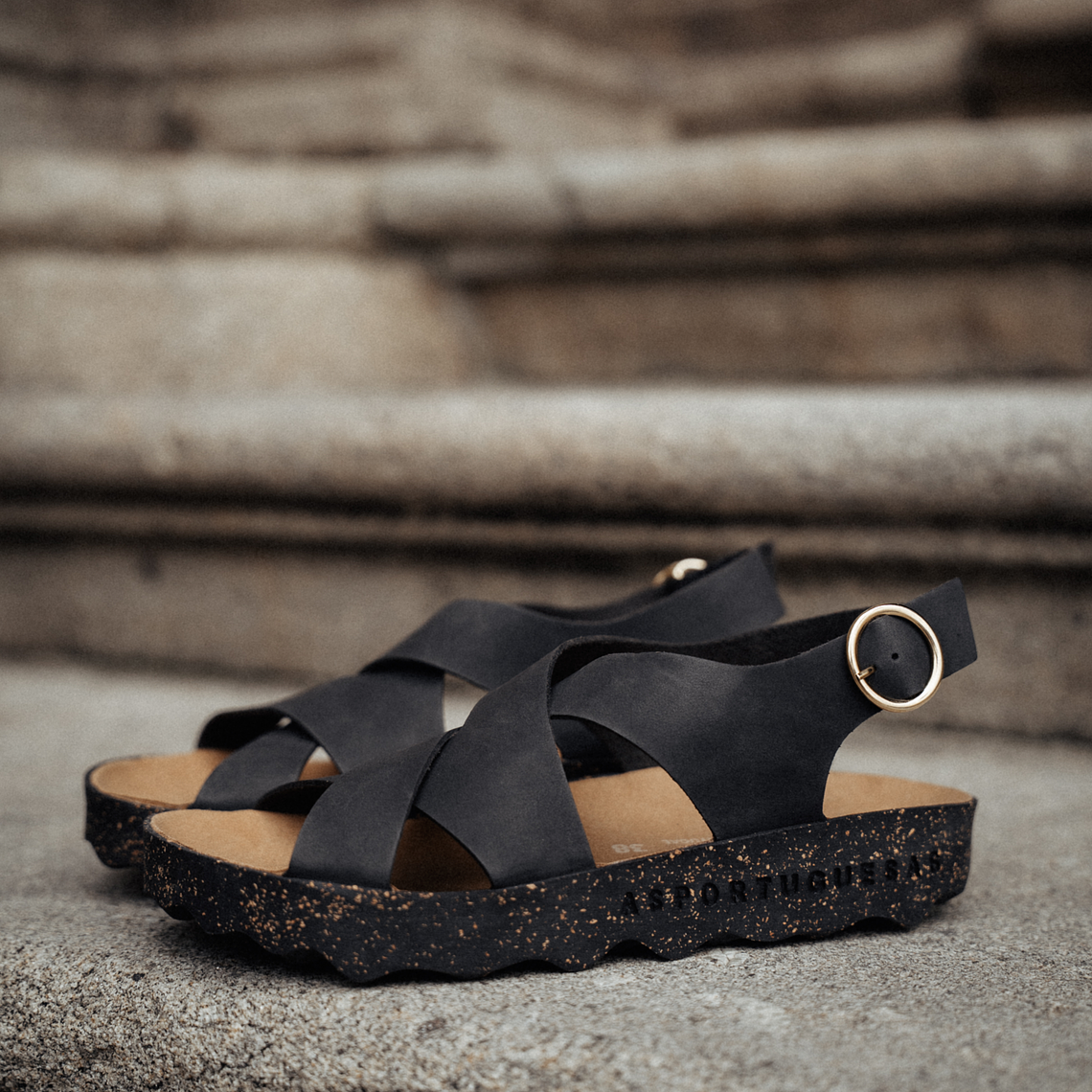 SANDÁLIAS CUSK PRETAS ASPORTUGUESAS  1