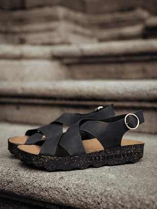 SANDÁLIAS CUSK PRETAS ASPORTUGUESAS 