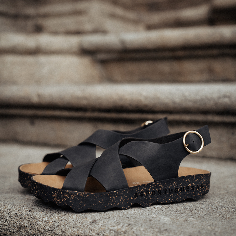 SANDÁLIAS CUSK PRETAS ASPORTUGUESAS  1