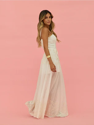 VESTIDO COMPRIDO COM PORMENOR SCRIPTA 